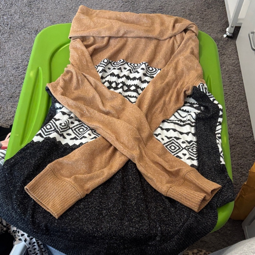 Maurices Tan and Black Patterned Sweater